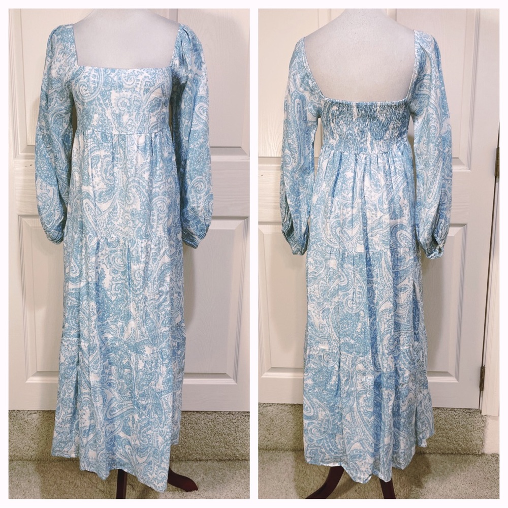 NWT! FAITHFULL THE BRAND Alison Midi Dress in Faye Paisley Print Powder … - Picture 3 of 8